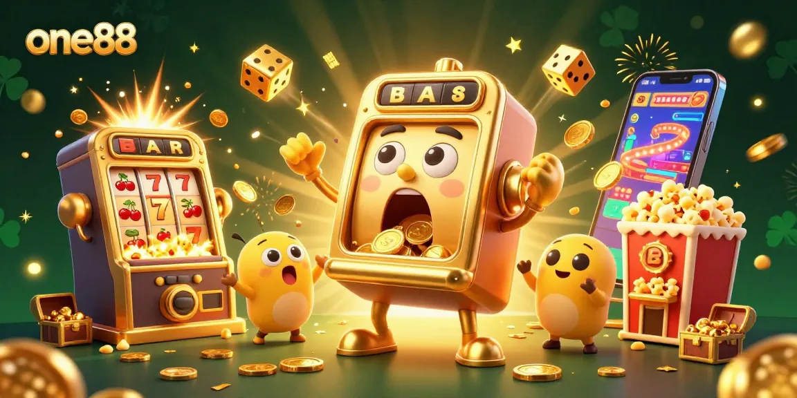 one88 slot machine celebrating a jackpot with coins cascading, featuring colorful casino elements.