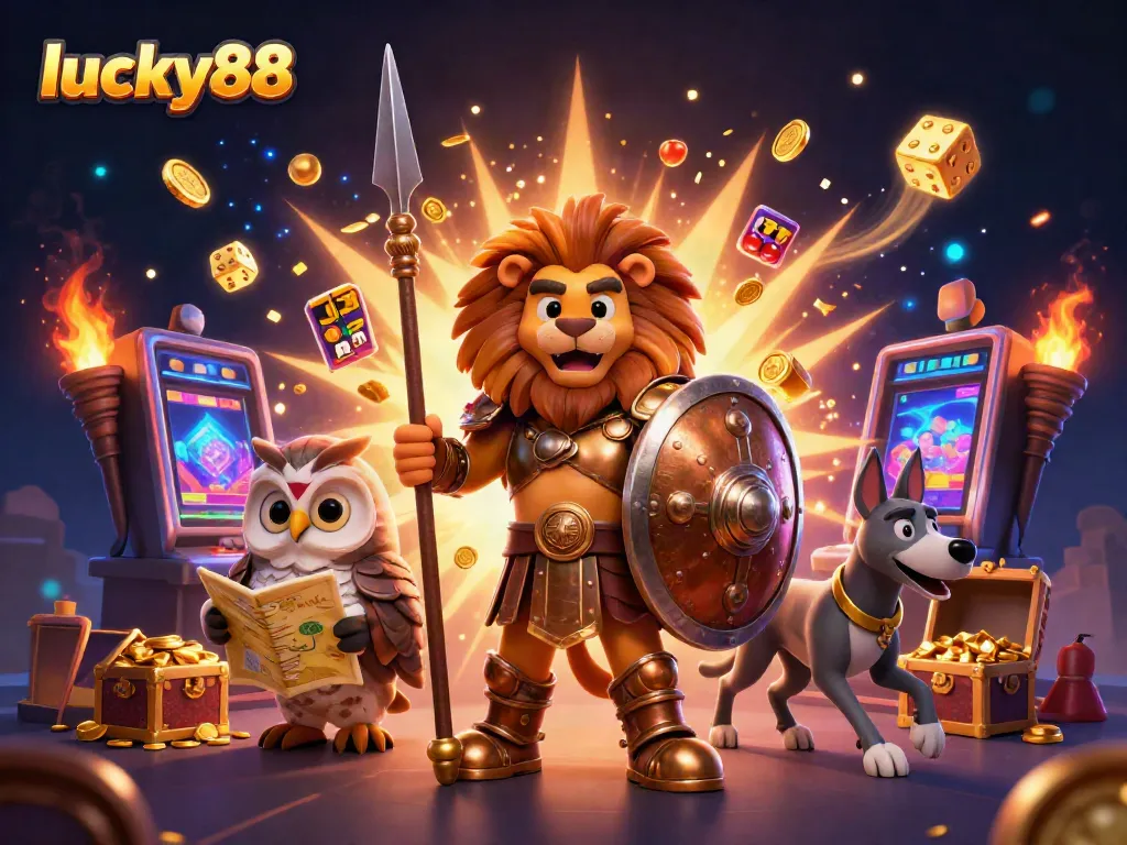Experience thrilling gameplay with lucky88 in a vibrant, dynamic casino scene filled with gold and excitement.