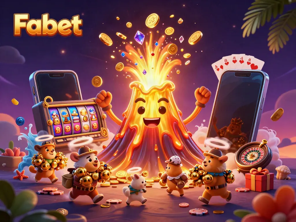 Experience the thrill of winning at Fabet with vibrant games and treasures in a dynamic scene.