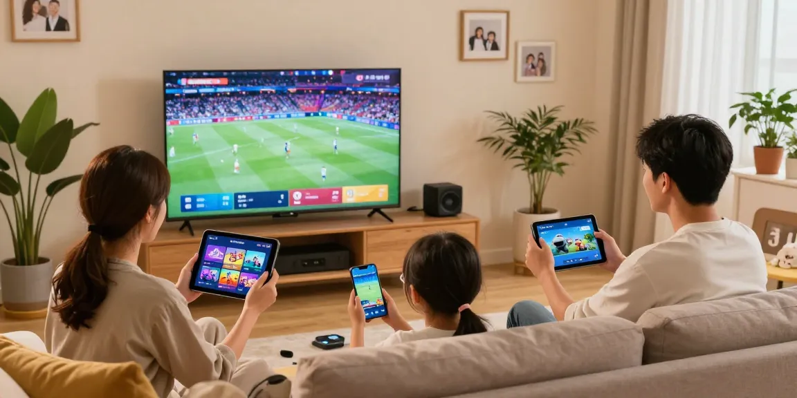 Expérience IPTV avec Atlas pro dans un salon familial moderne.