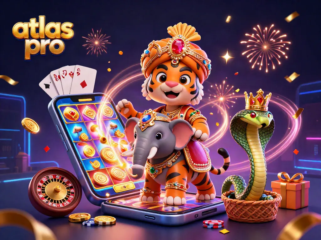 Atlas Pro offre une expérience de jeu immersive avec un maharaja tigre et un éléphant dans le monde des casinos.