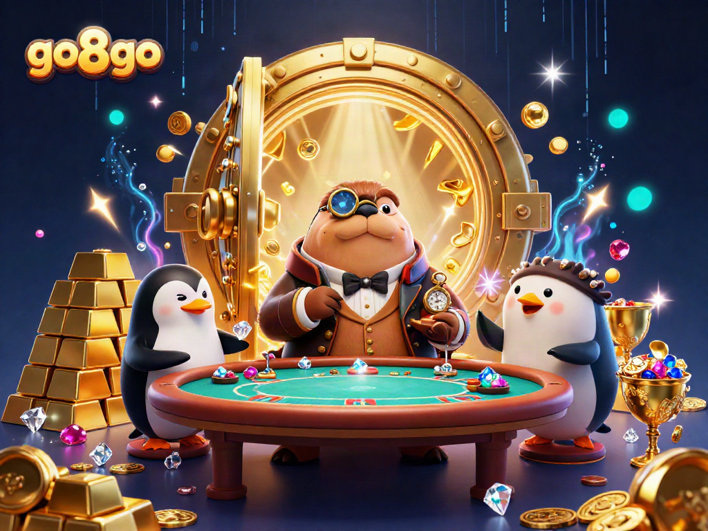 Engage with go8go's thrilling underwater poker scene featuring delightful characters and vibrant treasures