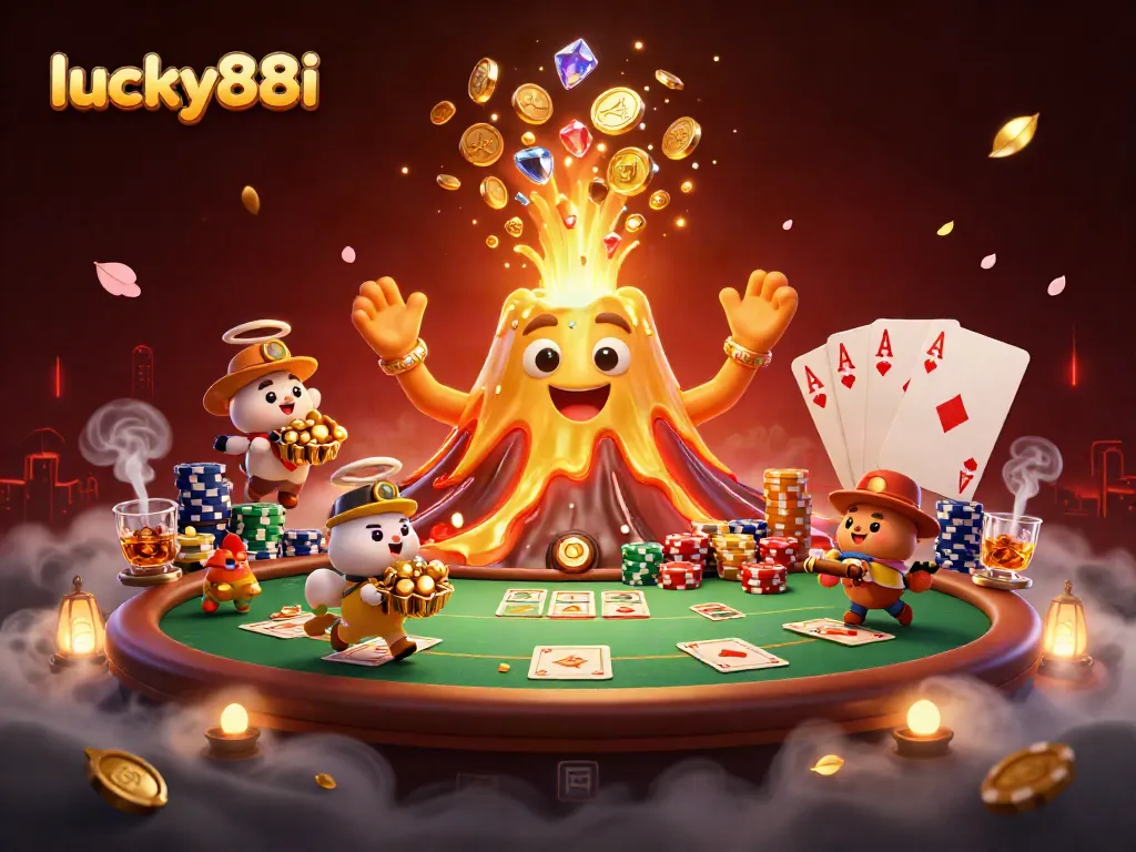 Experience dynamic gameplay at lucky88i with treasures and gaming elements in an engaging 3D illustration.