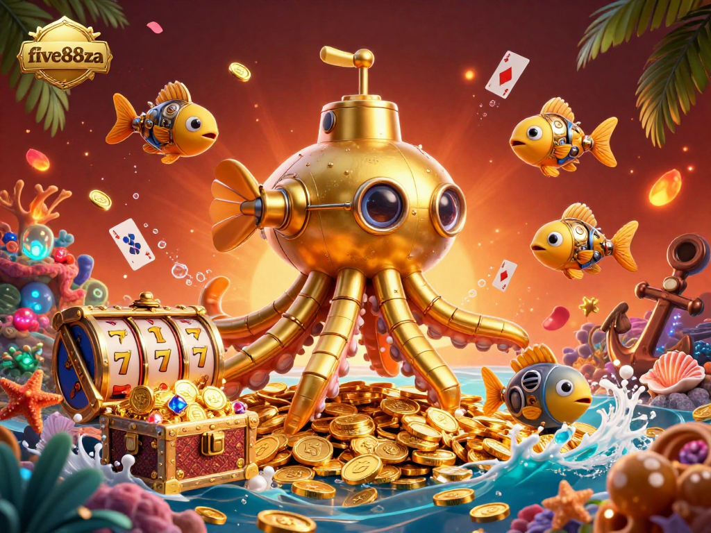 Experience the thrill of winning with five88za as you dive into a vibrant underwater casino scene overflowing with gold.
