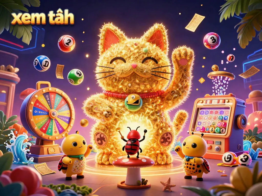 Engage with the vibrant gaming scene featuring a lucky cat and dynamic casino symbols for xem thêm.