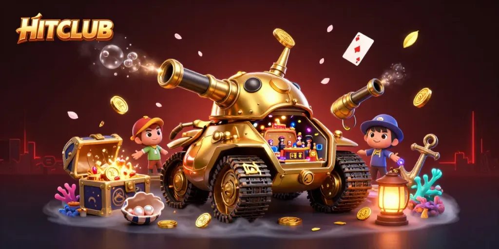Engage with the HITCLUB atmosphere in this vibrant, dynamic casino scene bursting with excitement.