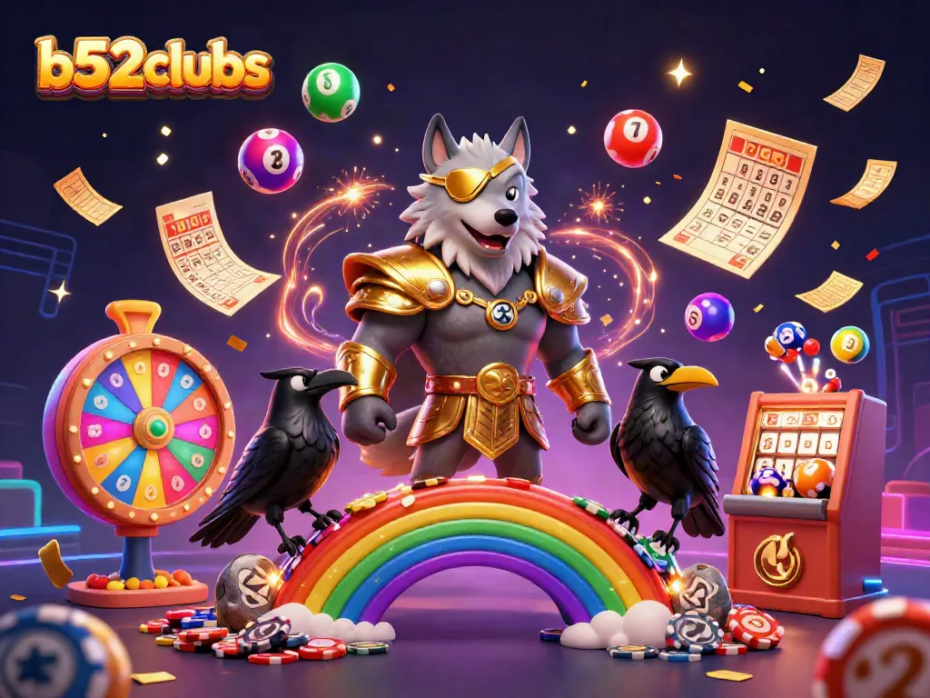 Engage with vibrant gameplay at b52clubs with Odin and his ravens amidst a gaming celebration.