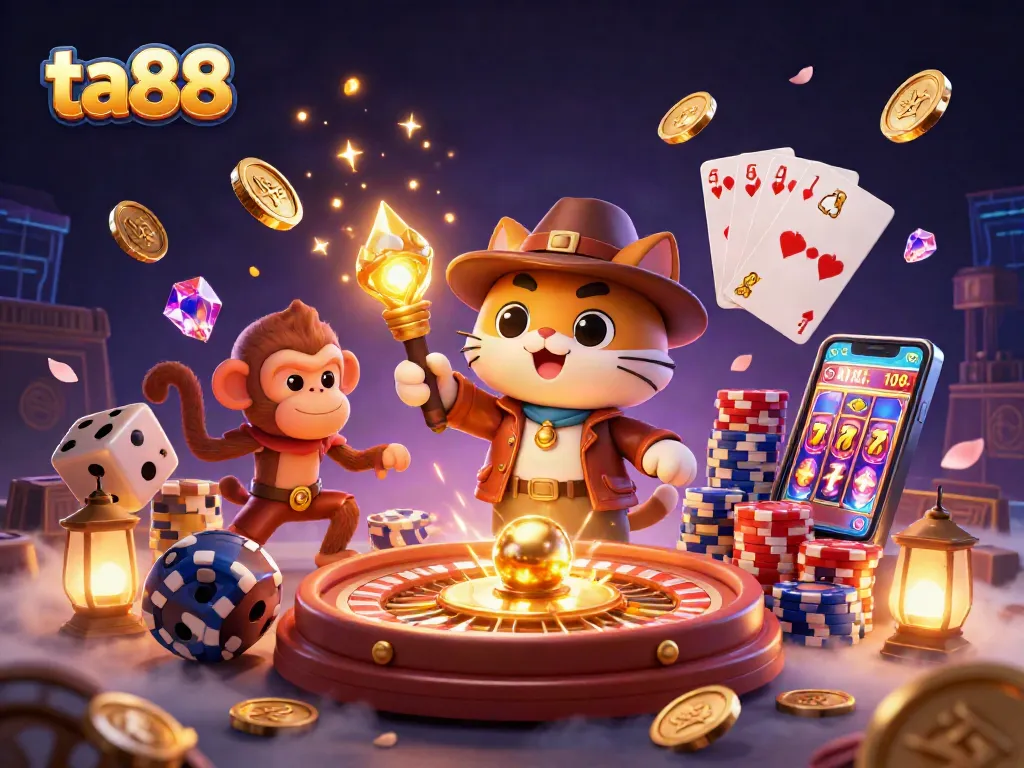 Immerse in ta88's captivating adventure as the cat archaeologist uncovers golden casino artifacts amid treasures.