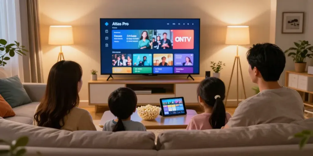 Découvrez l'application Atlas Pro pour des soirées cinéma en famille avec 12 000 chaînes.