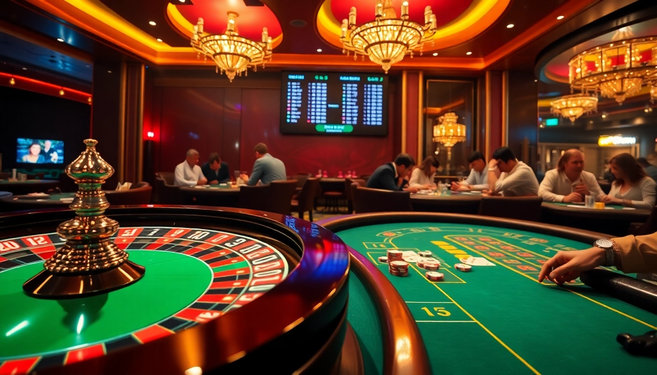 Players engaging enthusiastically at a casino with thrilling roulette and poker games at https://topclub.space/.