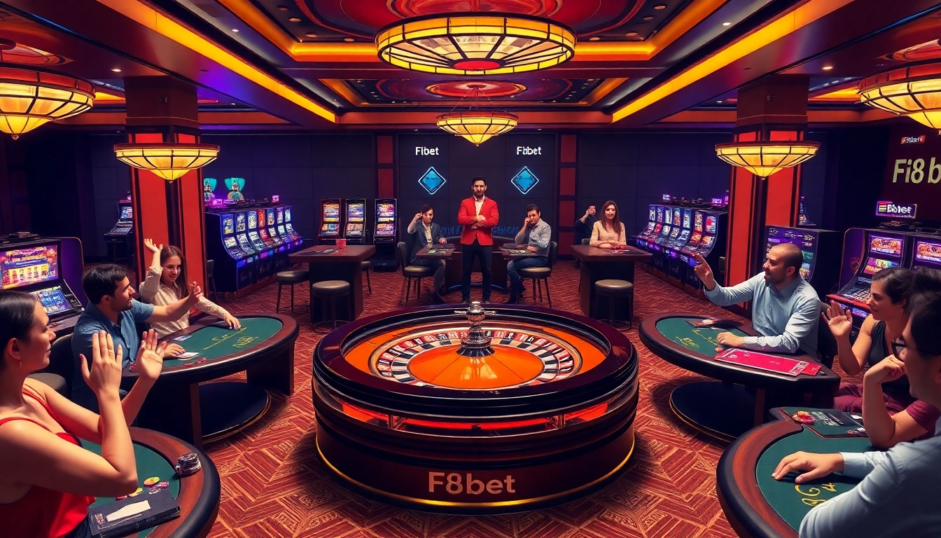 Experience the excitement of F8bet with players enjoying a lively casino environment.