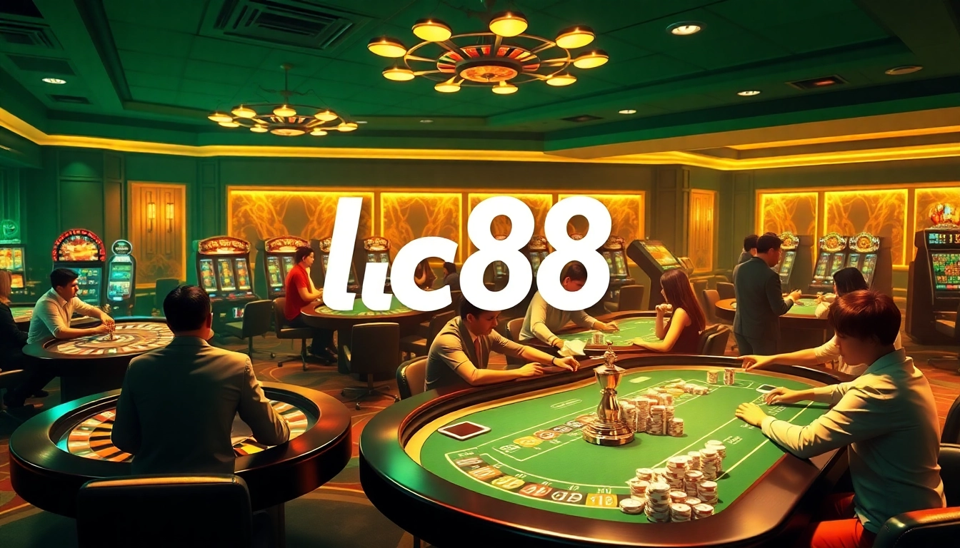 Players engaging in exciting games at a luxurious casino interface showcasing lc88 bet options.