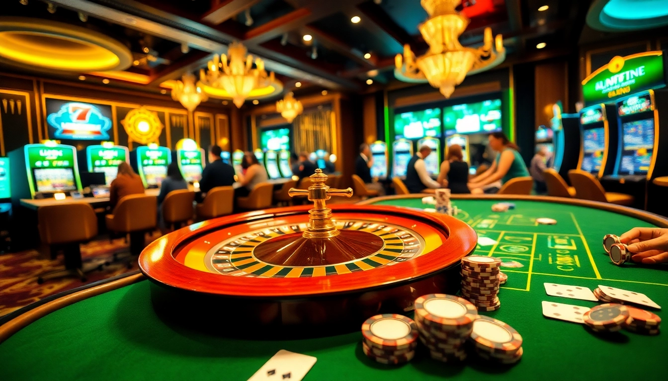 S8 org players enjoying a vibrant casino atmosphere with roulette and poker games.