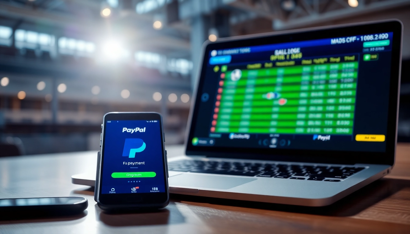 Choix de paris sur le site de paris sportifs avec paypal sur un écran de smartphone