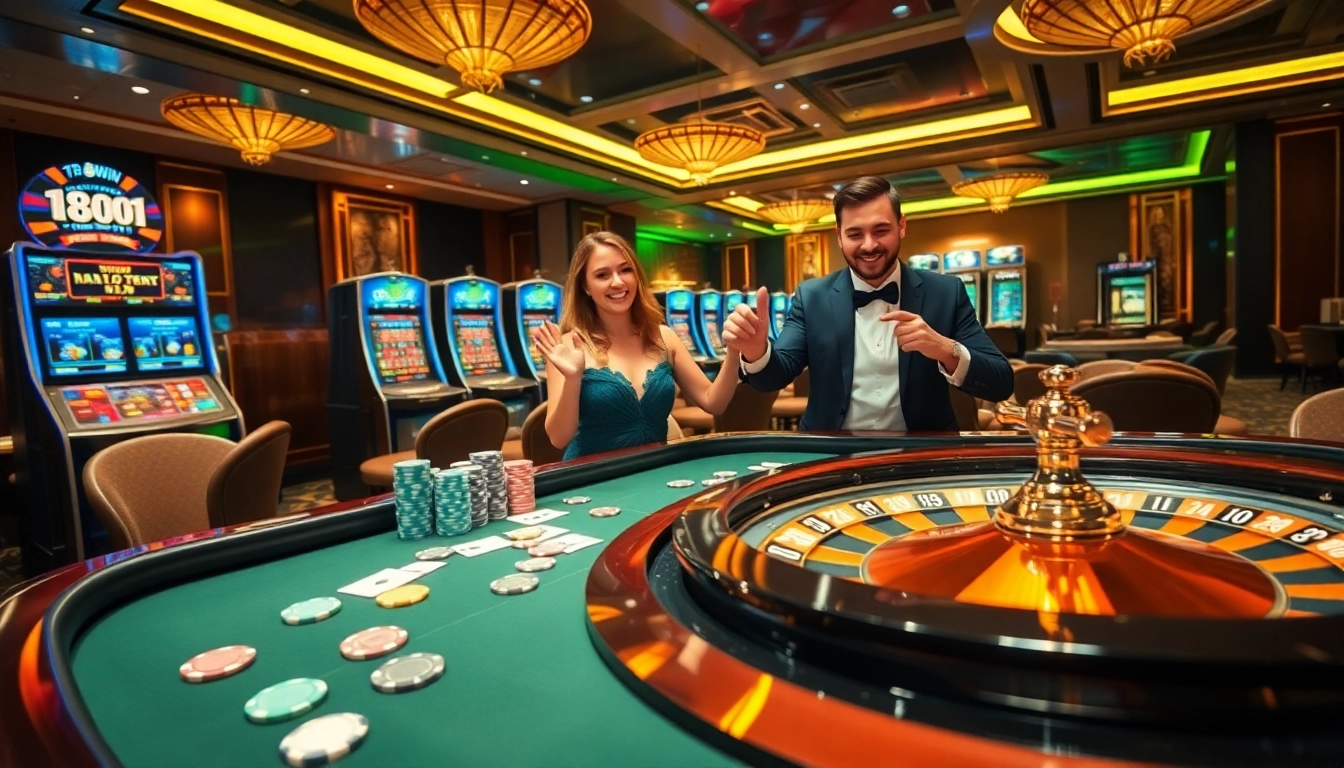 Experience the thrill of winning at 78WIN with vibrant casino tables, chips, and a spinning roulette wheel.