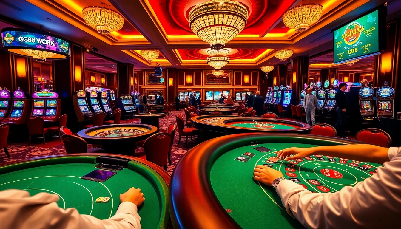 Experience thrilling games at GG88 WORK casino with vibrant slot machines and professional dealers.