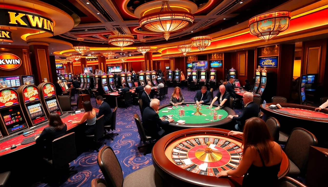 Engaged players enjoying their time at KKWIN casino tables with vibrant games.