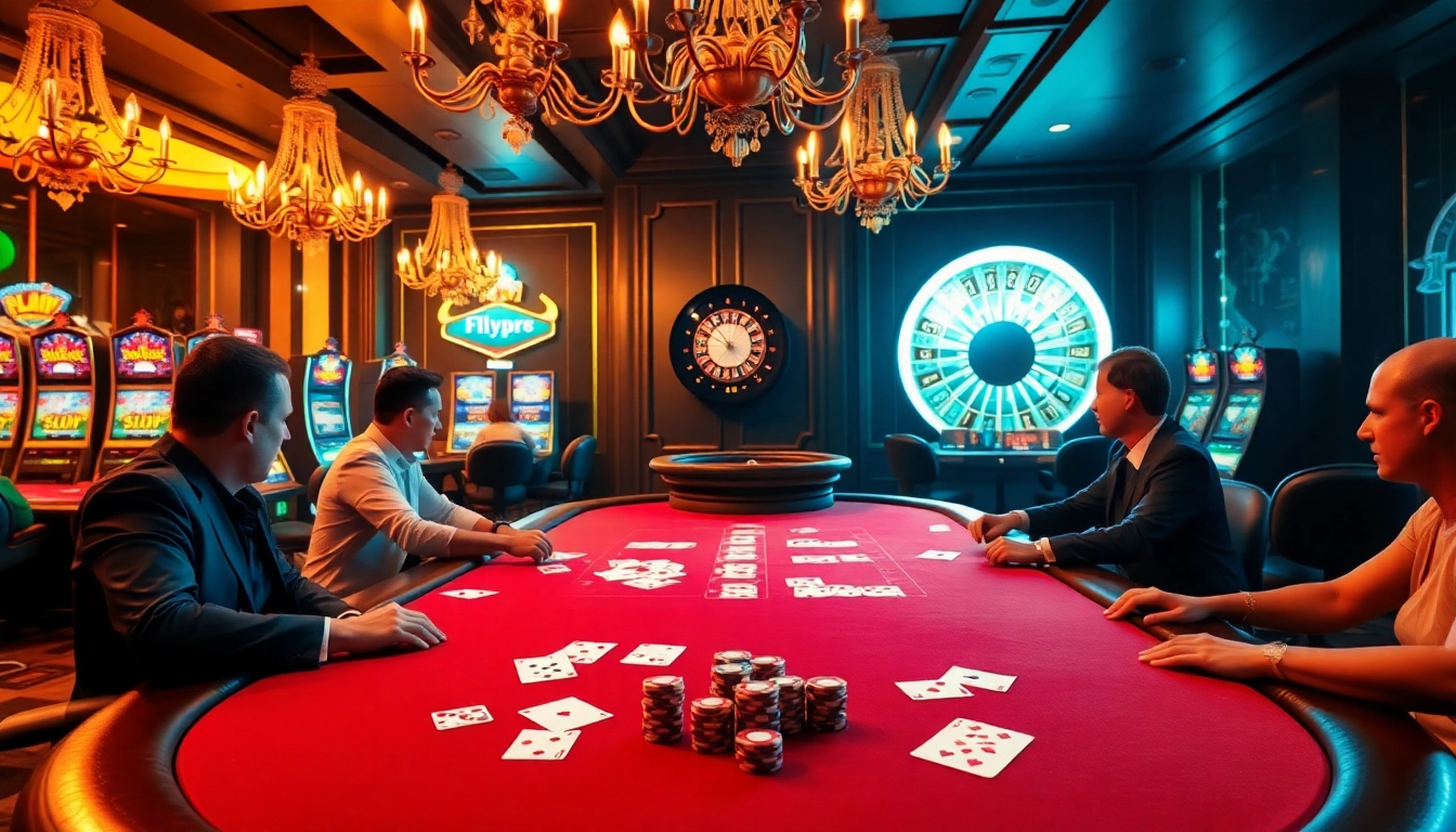 Experience high-stakes action at FLY88 with vibrant casino tables and exciting gameplay elements.