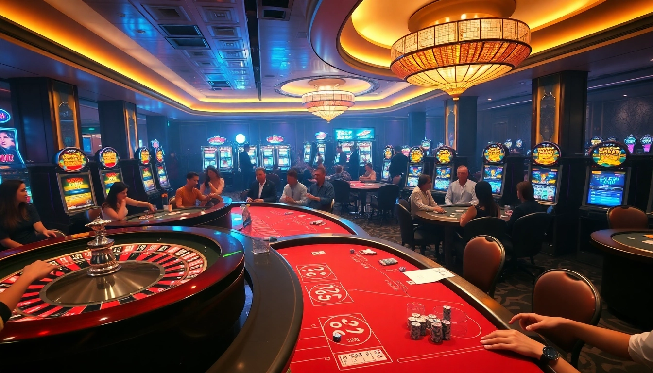 Immersive casino experience showcasing excitement at https://789win.talk/ with vibrant roulette wheels and high-stakes poker tables.