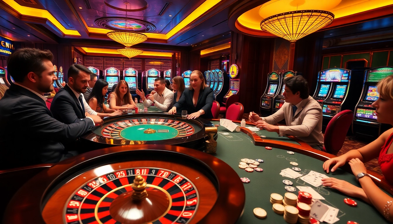 Players enjoying thrilling games at B52Club's casino, with roulette and blackjack action.