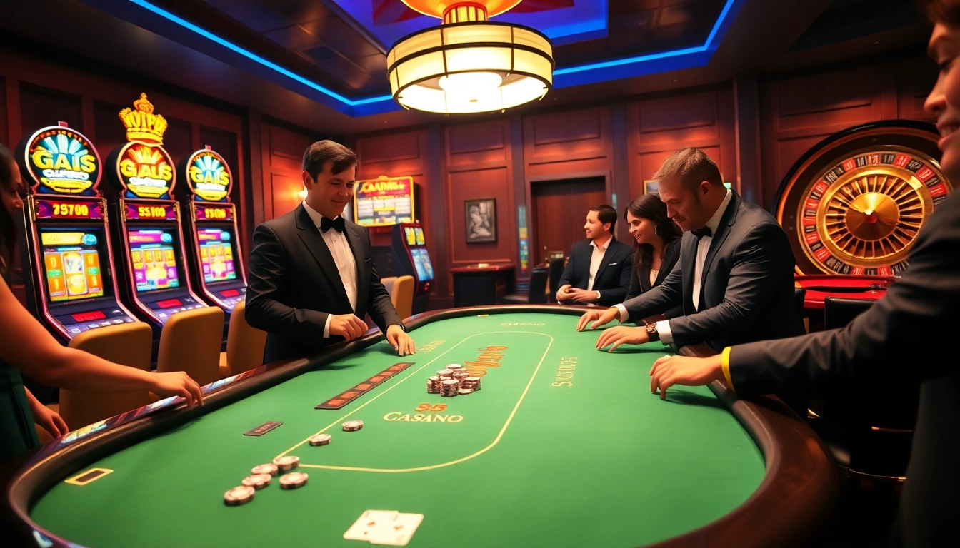 Engage in thrilling games at the casino featuring S8 technology with vibrant lights and excited players.