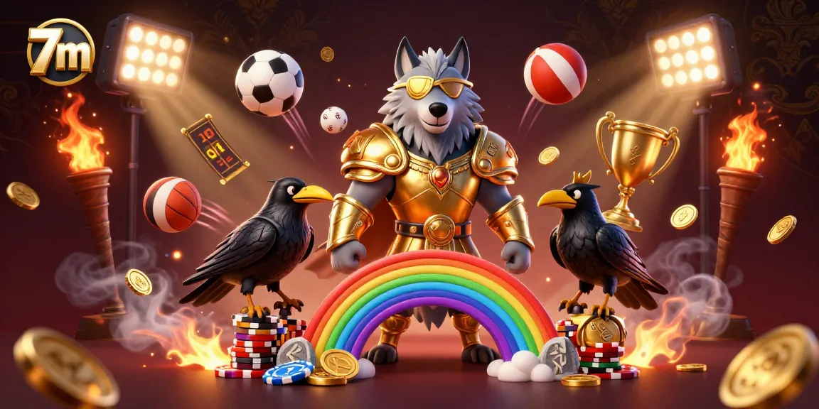 Engage with thrilling sports betting action at 7m, featuring dynamic sports balls and dazzling casino elements.