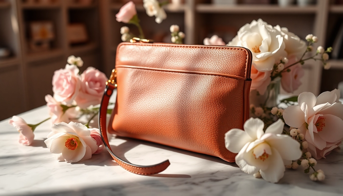 Admire the texture and style of the pochette bandoulière displayed elegantly on a table. related image