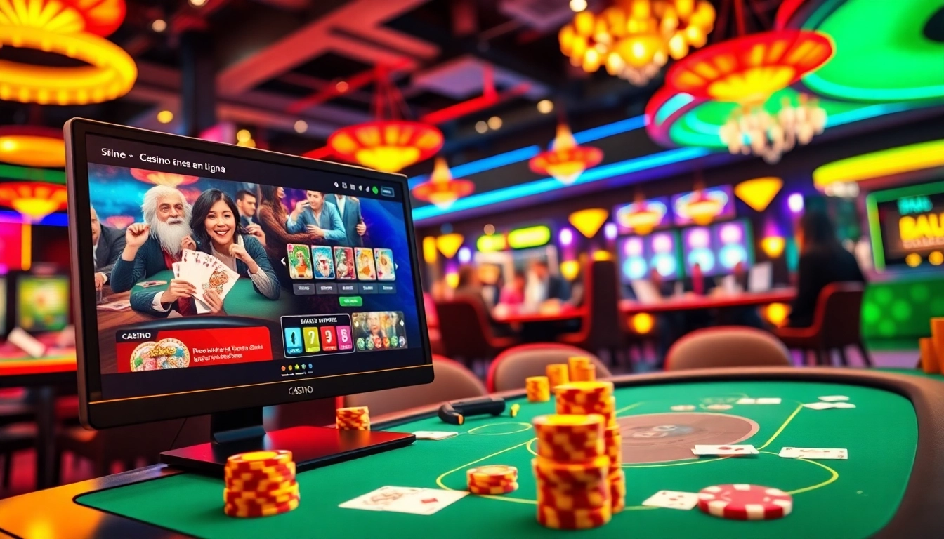 Profitez du divertissement de jeux de casino en ligne avec une interface interactive et des éléments colorés.
