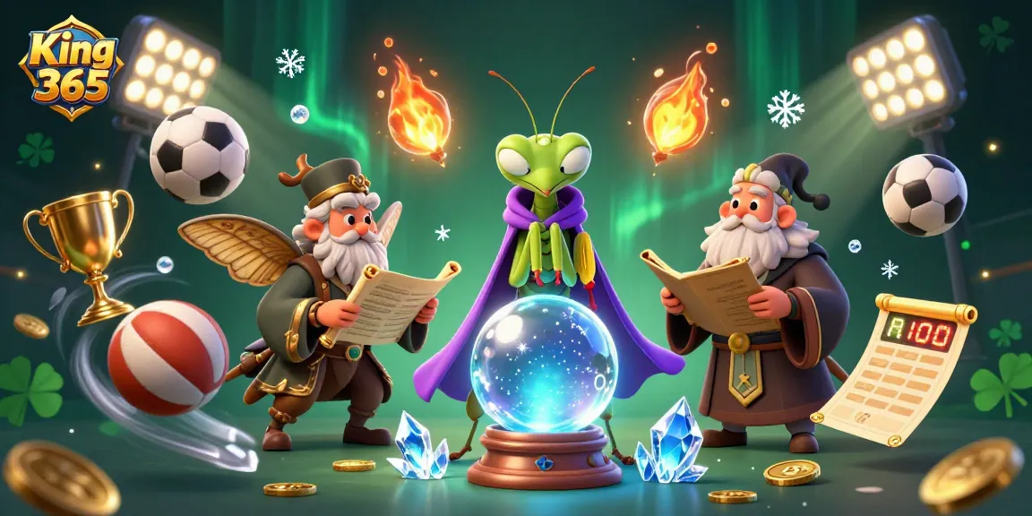 Engage with King 365 and win big in this vibrant gambling world featuring sports balls and mystical characters.