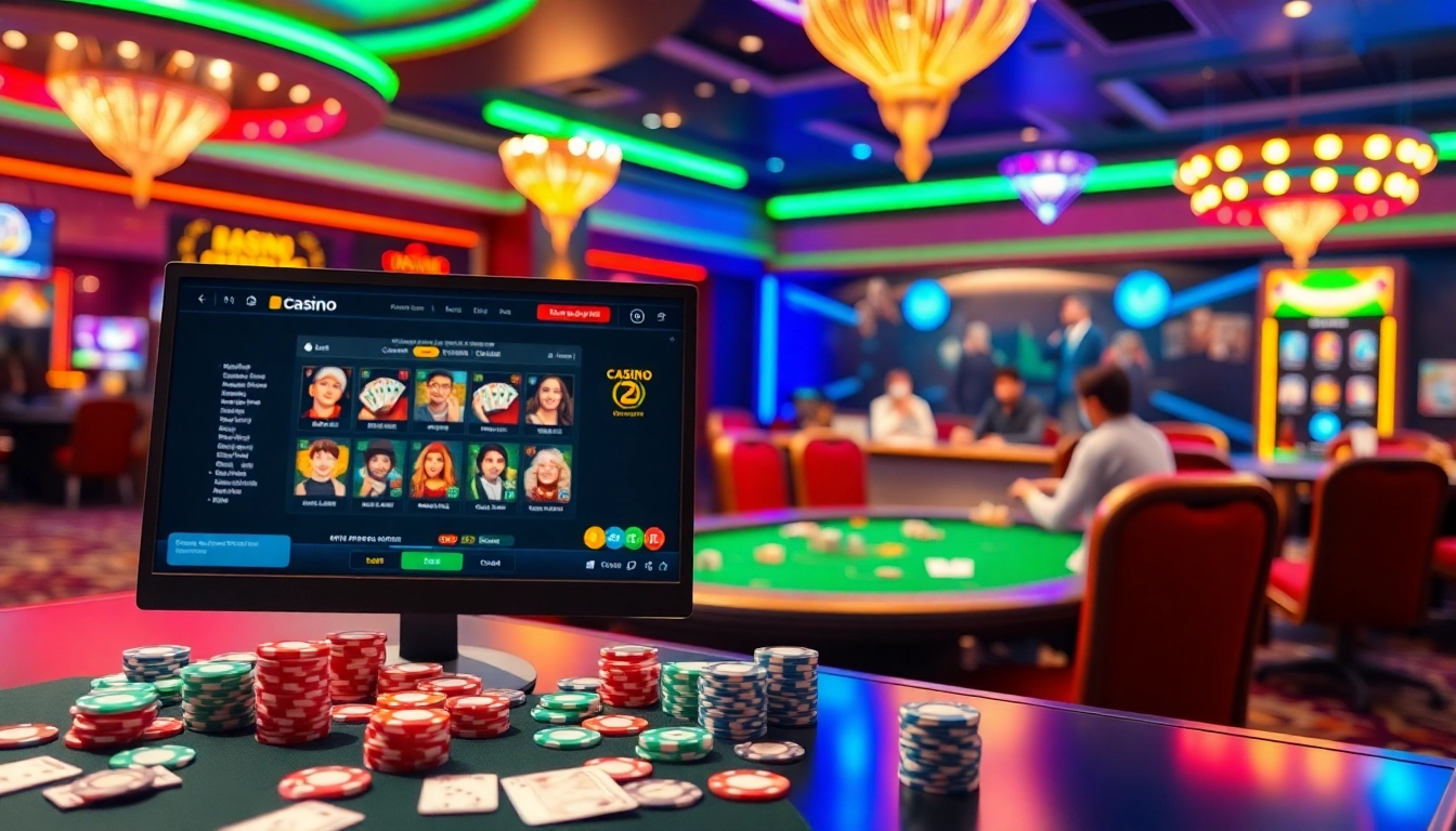 Profitez du divertissement de jeux de casino en ligne avec une interface interactive et des éléments colorés. related image