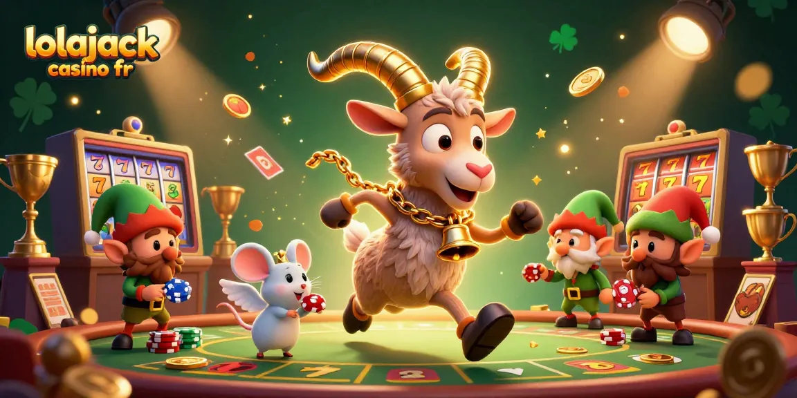 Engage in thrilling gameplay at lolajack casino fr with festive Krampus and angel mouse amid vibrant casino elements.