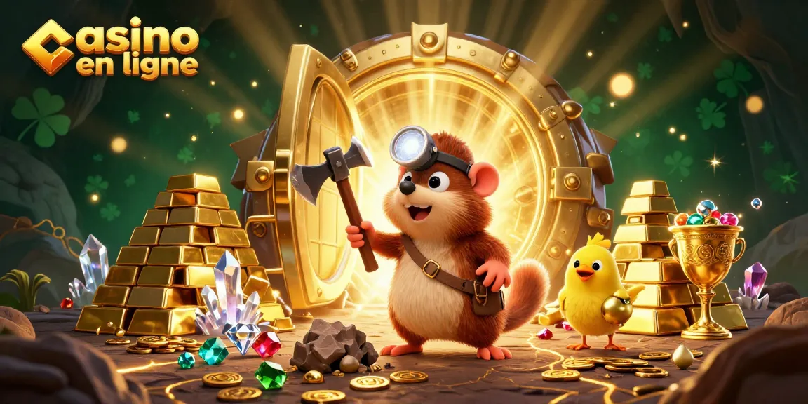 Jouer à casino en ligne avec un mole détective dans une grotte remplie de trésors scintillants.