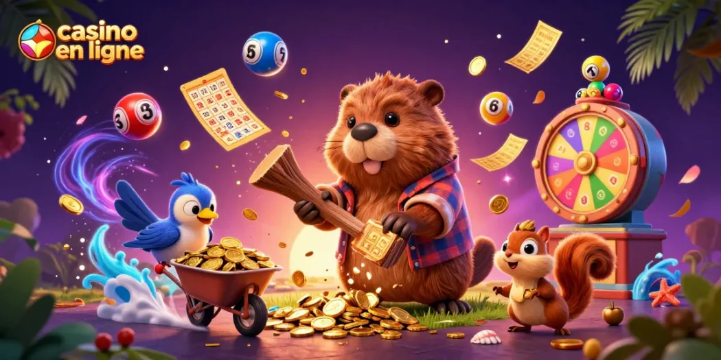 Gagnez avec le casino en ligne : illustration animée de gains et de joie avec des personnages joueurs