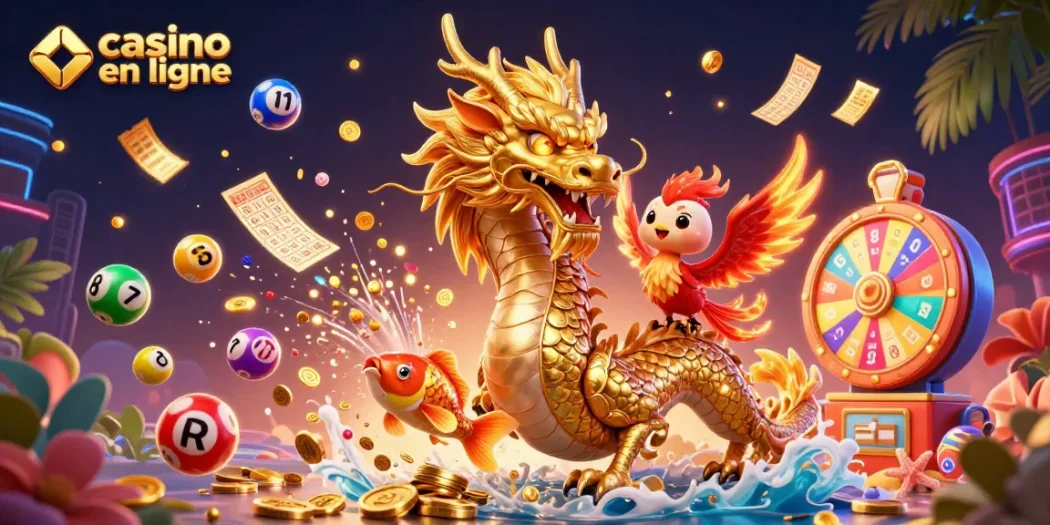 Gagnez avec le casino en ligne grâce à des éléments animés comme un dragon et un phénix.