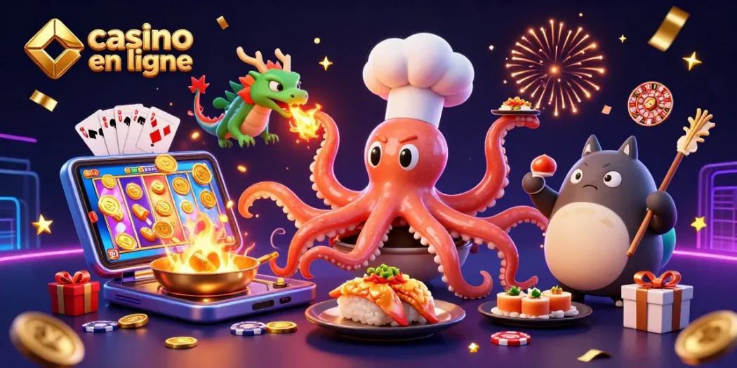 Plongez dans l'univers du casino en ligne avec des personnages animés et des éléments de jeu captivants.