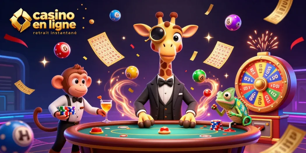 Découvrez le casino en ligne retrait instantané avec notre illustration colorée au poker, ambiance festive!