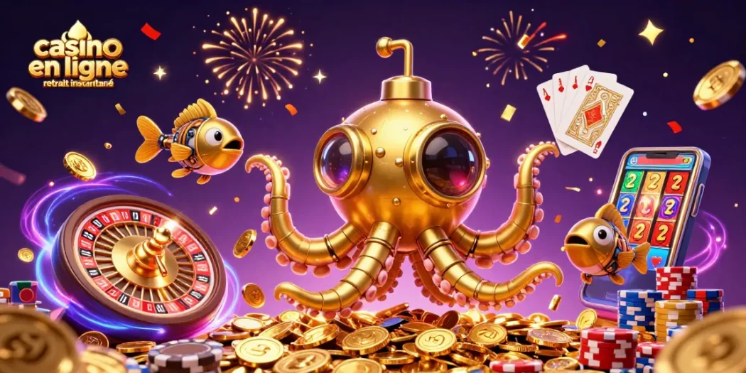 Venez découvrir un casino en ligne retrait instantané avec une illustration fascinante d'un kraken doré et des fonctionnalités captivantes.