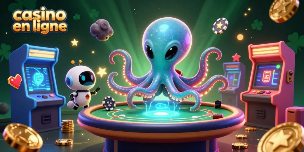 Jouer au poker en ligne dans un univers alien captivant avec casino en ligne comme thème central.