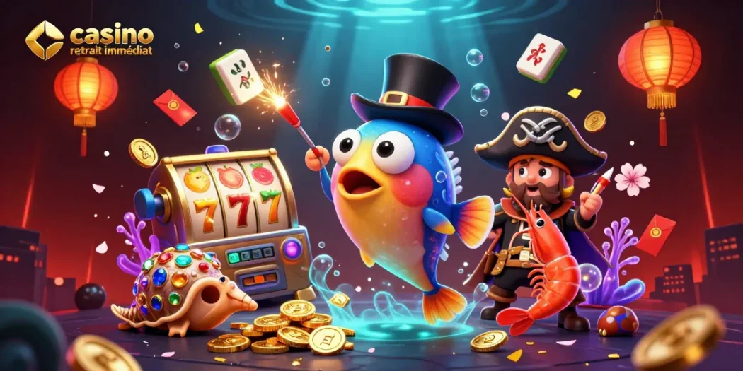 Découvrez les meilleures options de casino en ligne retrait immédiat avec des personnages de casino colorés et des éléments ludiques.
